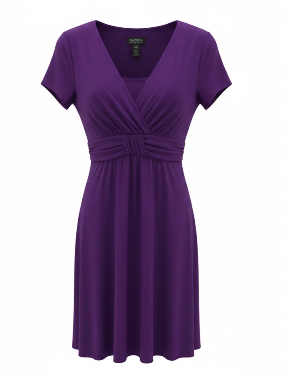 Enfocus Studio Purple Dress Size 4 Small Empire Waist Fit & Flare Short Sleeve